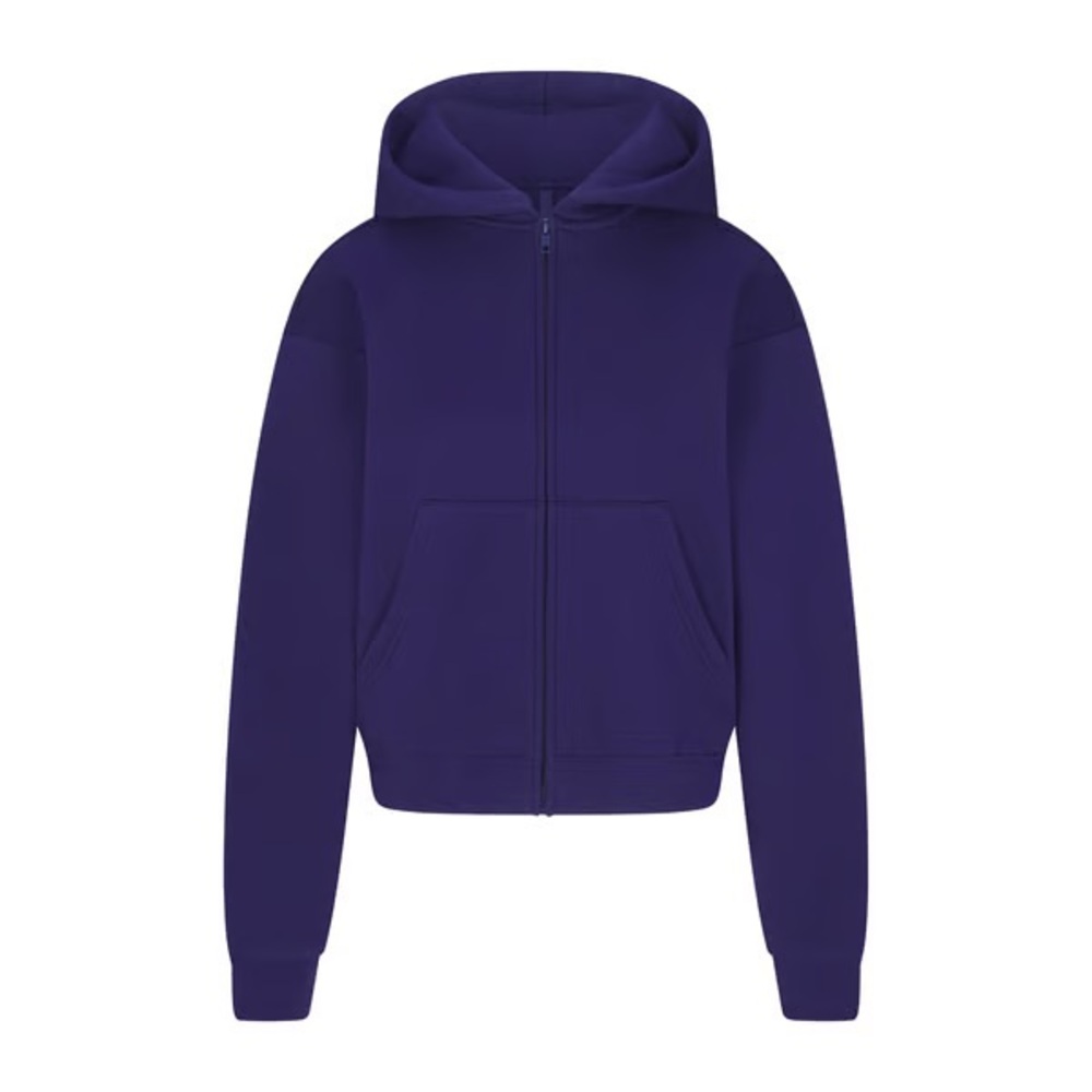 SKIMS Cotton Fleece Full Zip Hoodie Sweatshirt in Concord